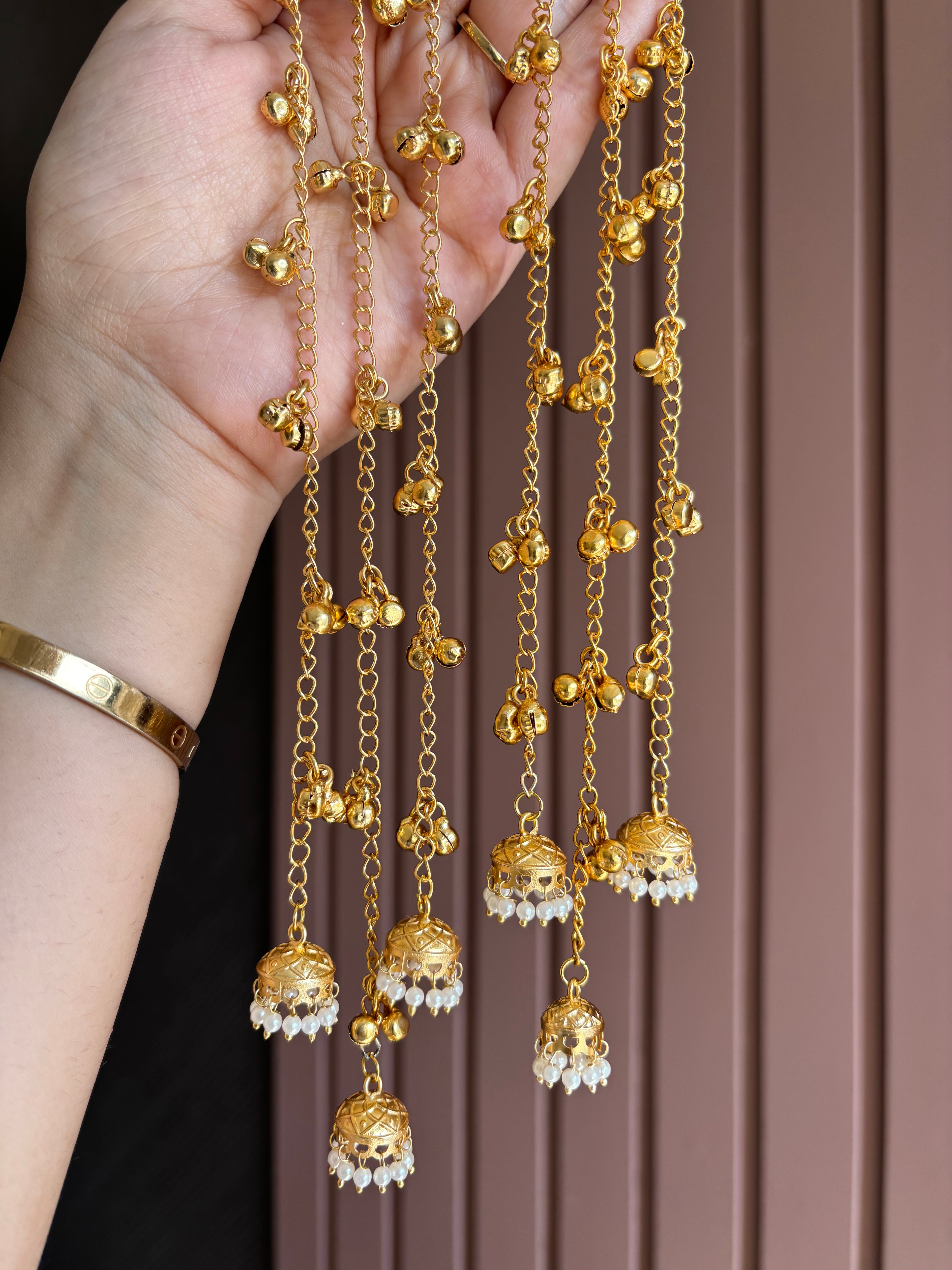 High Quality Designer Kundan Flower Touch Earrings With Long Layers
