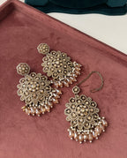 Premium Designer Oversized Mang Tikka With Earrings (Flower)
