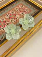 Mint Rose Petal Earrings