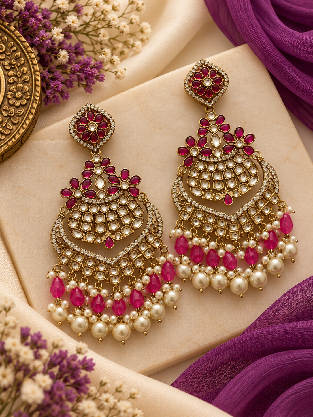 High Quality Designer Long Earrings (Mazanta)