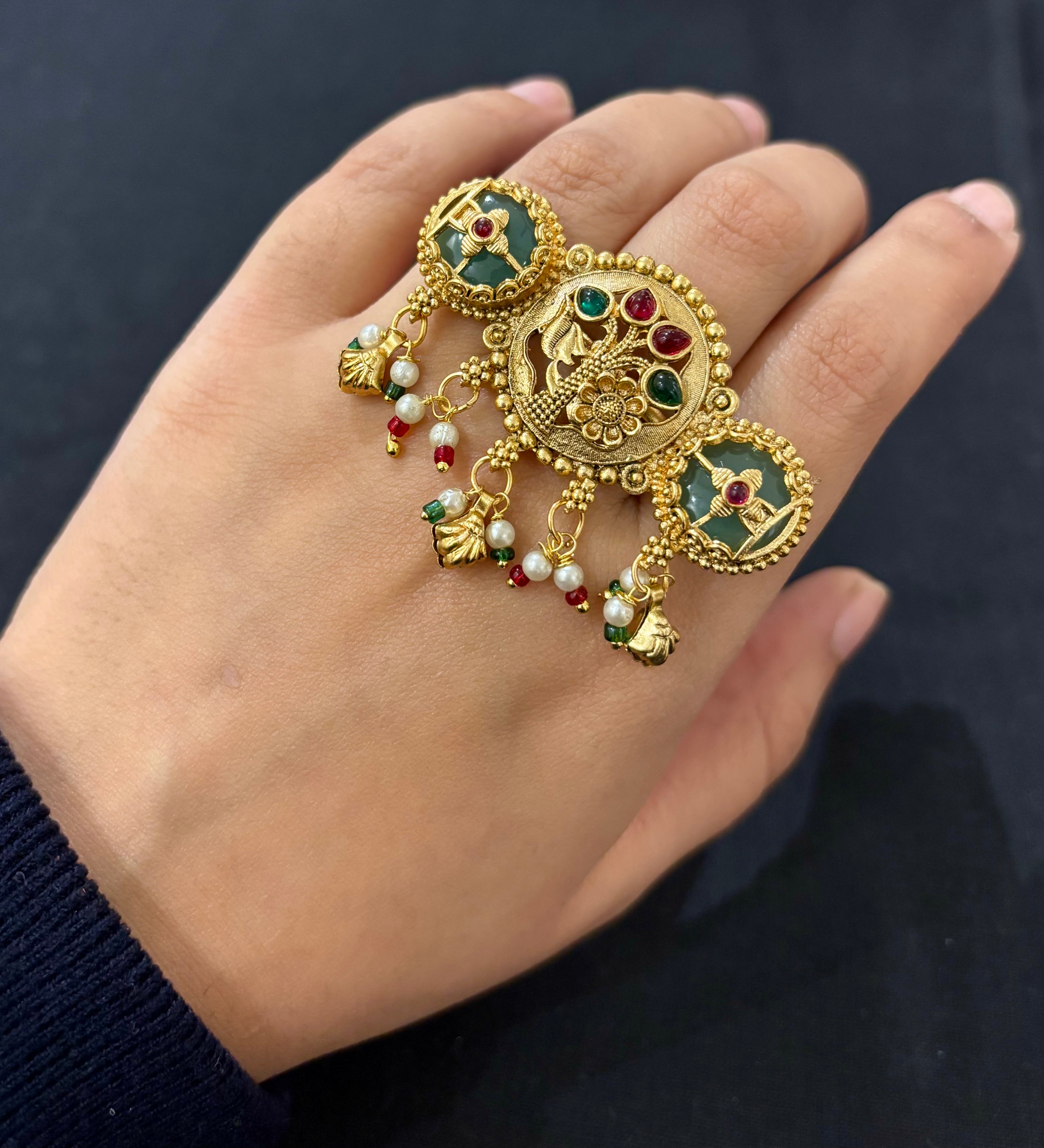 Daisy Adjustable Brass Ring