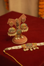 High Quality Designer Multi Choker Set With Mang Tikka & Jhumkas