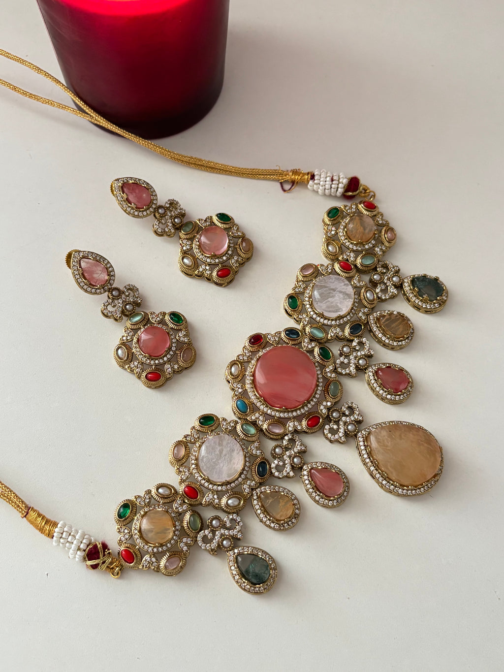 Premium Turkish Sabya Inspired Choker Set With Earrings