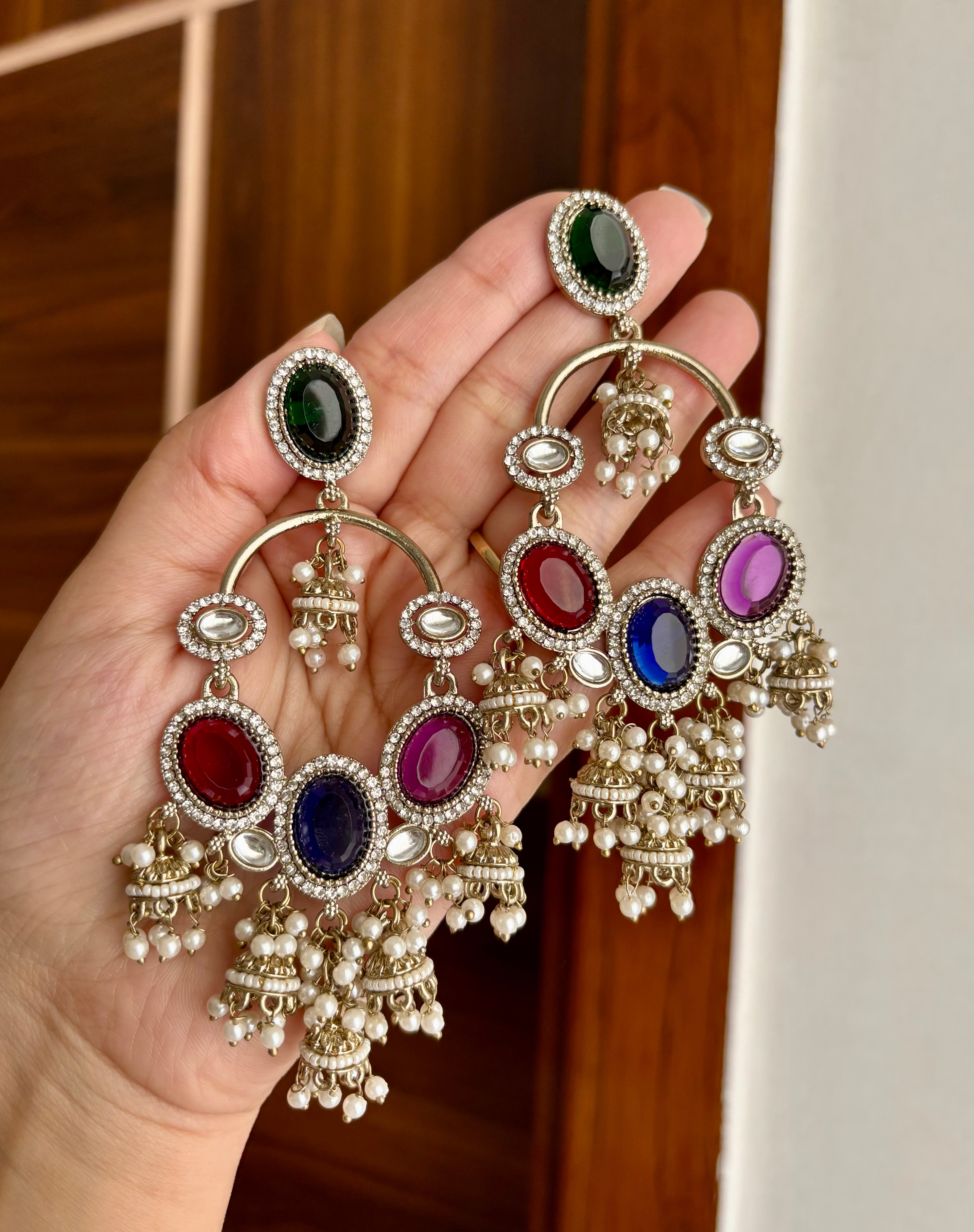 High Quality Designer Navneet Multi Earrings