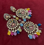 High Quality Designer Multi Peacock Mang Tikka With Earrings