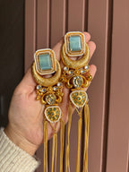 Jasleen Long Turquoise Kashmiri Statement Earrings
