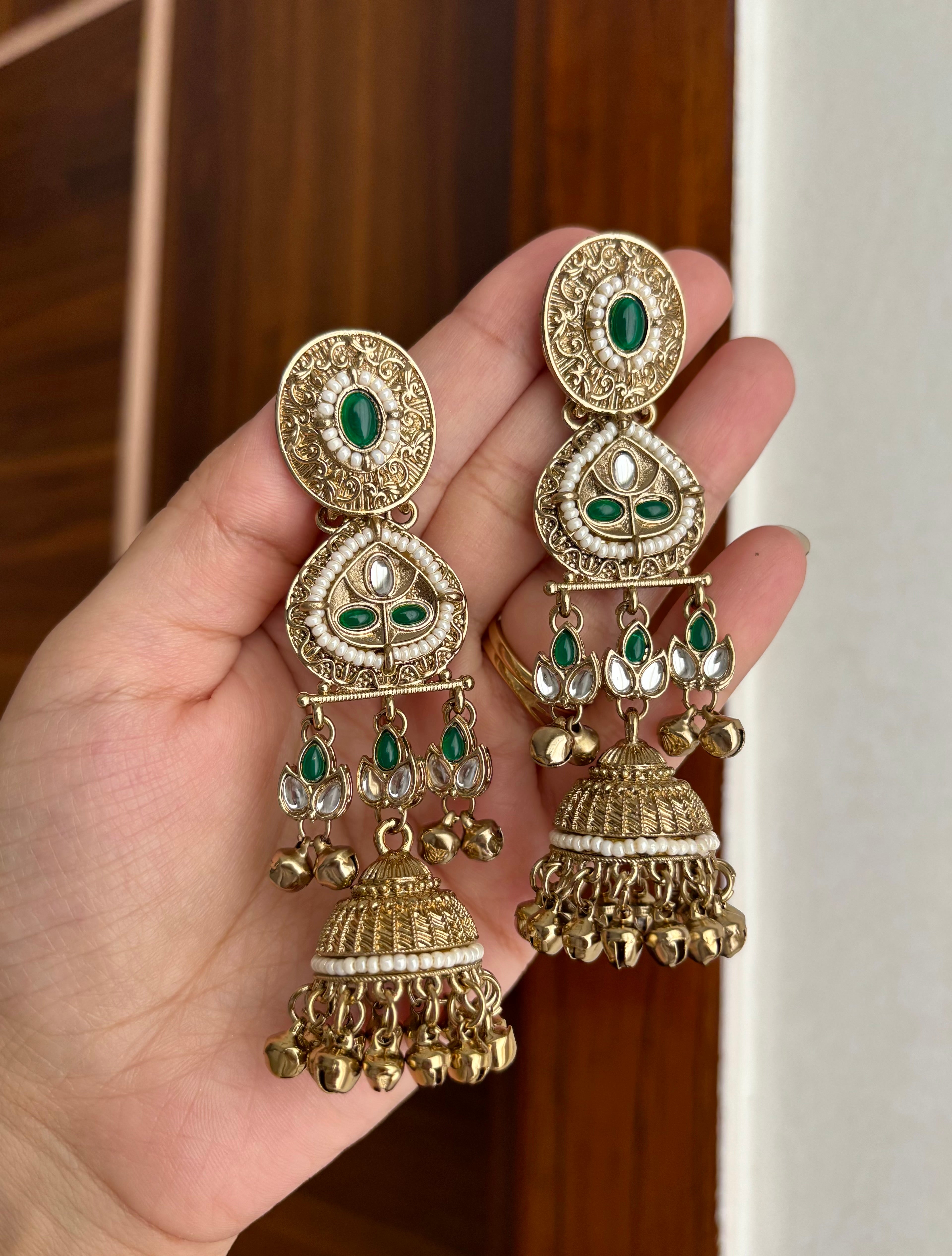 Palak Ghungroo Earrings (Green)