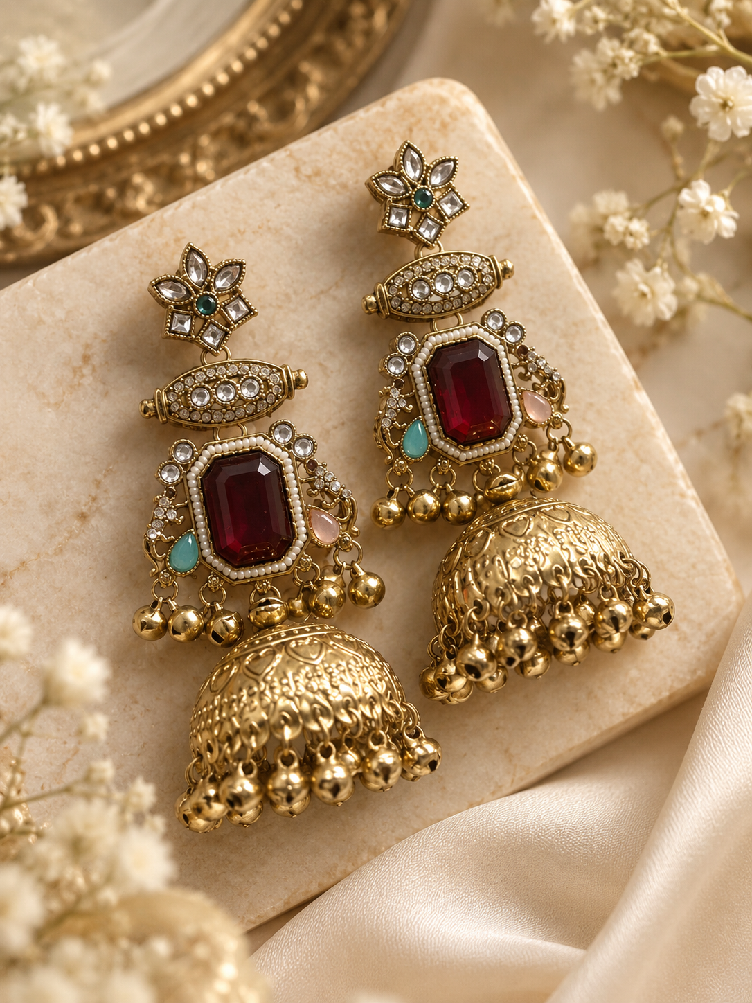 Kohinoor Multi Kashmiri Jhumkas