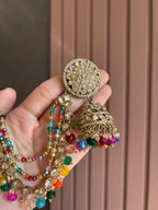 Round Multi Mang Tikka With Jhumkas & Side Layers