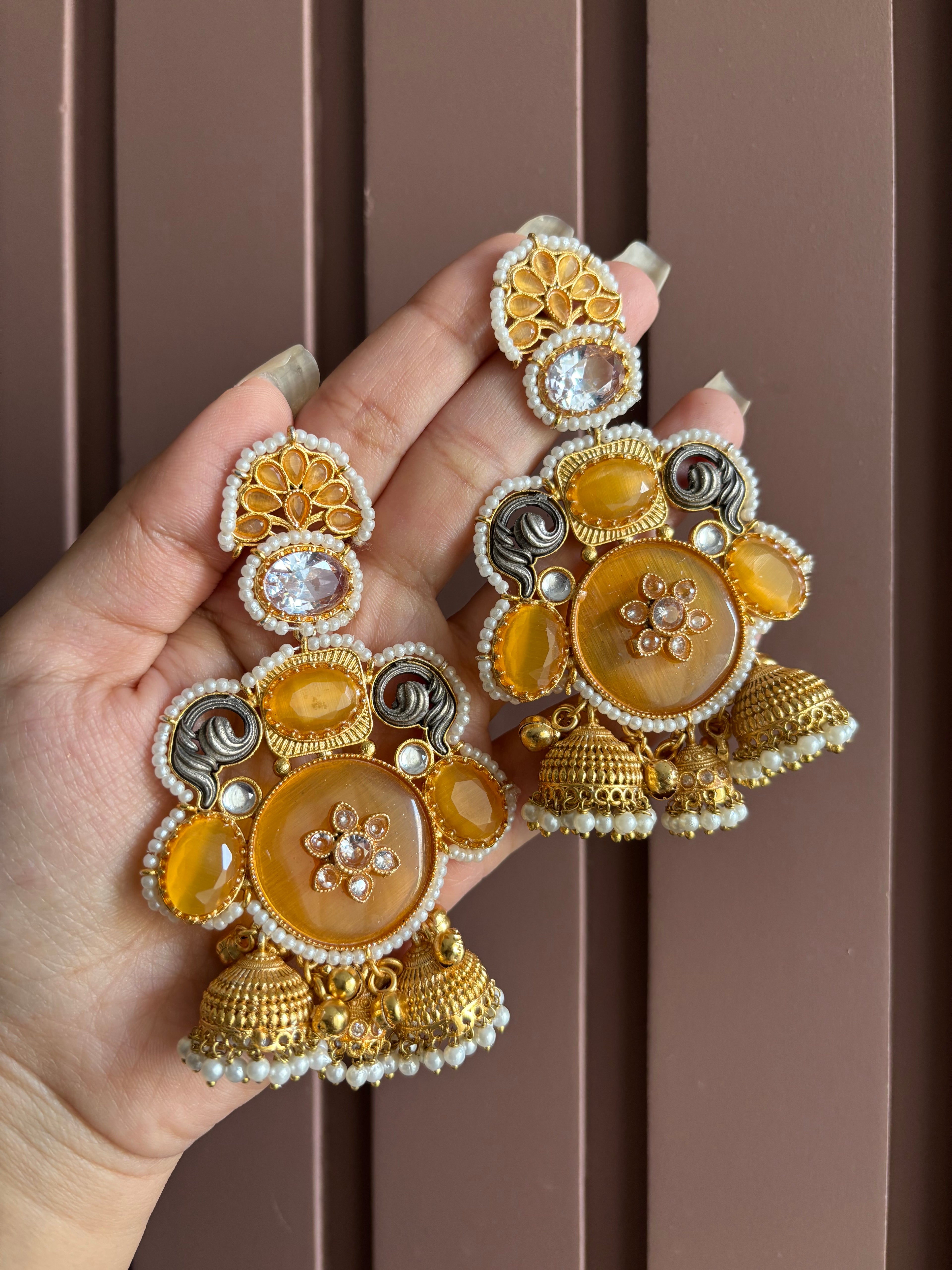 Barkha Kashmiri Earrings ( Yellow )