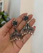Peacock German Silver Earrings