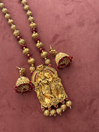Radha Krishnan Haar With Jhumkas (Maroon)