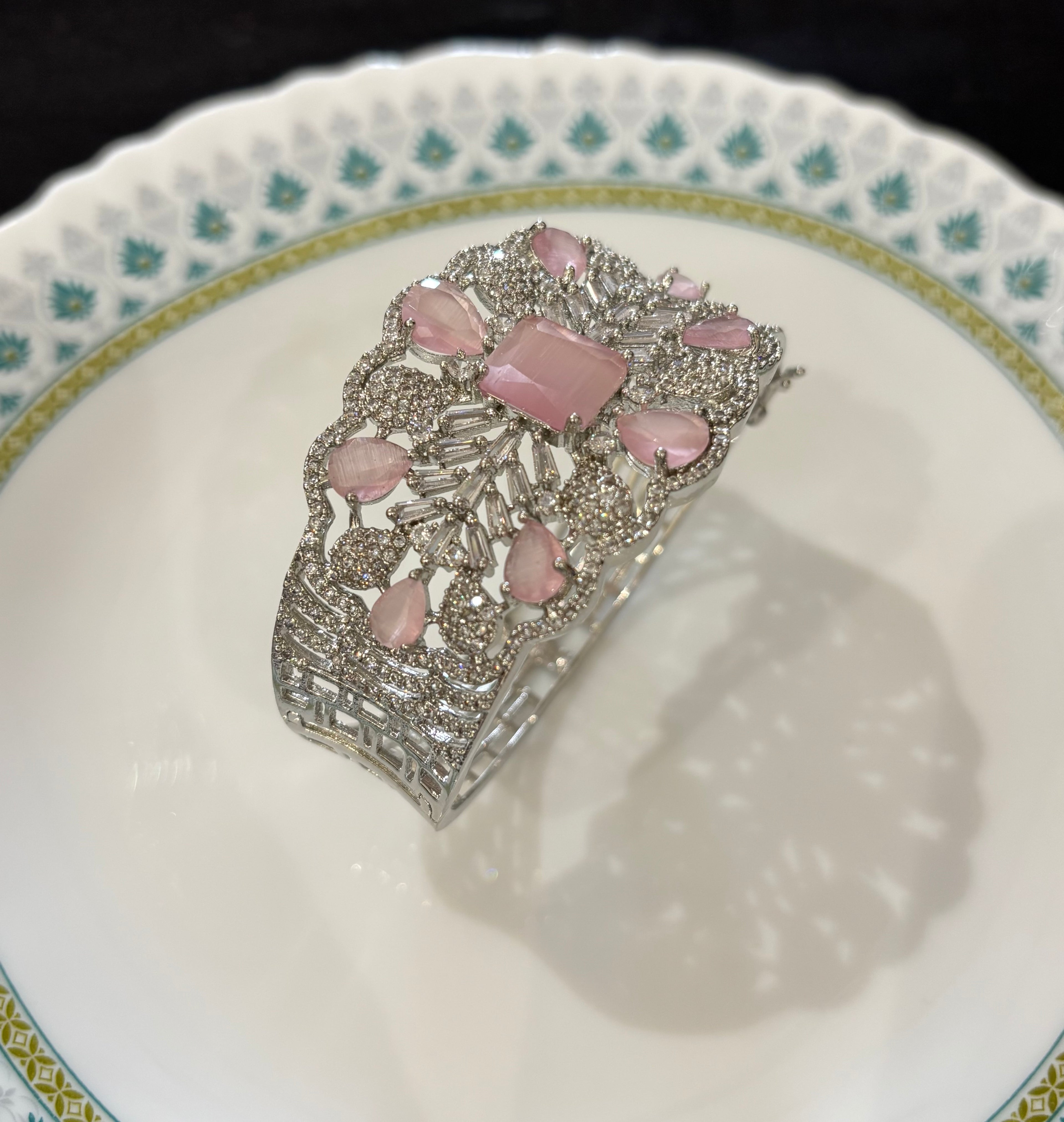 Maria American Diamond Openable Bracelet ( Pink )