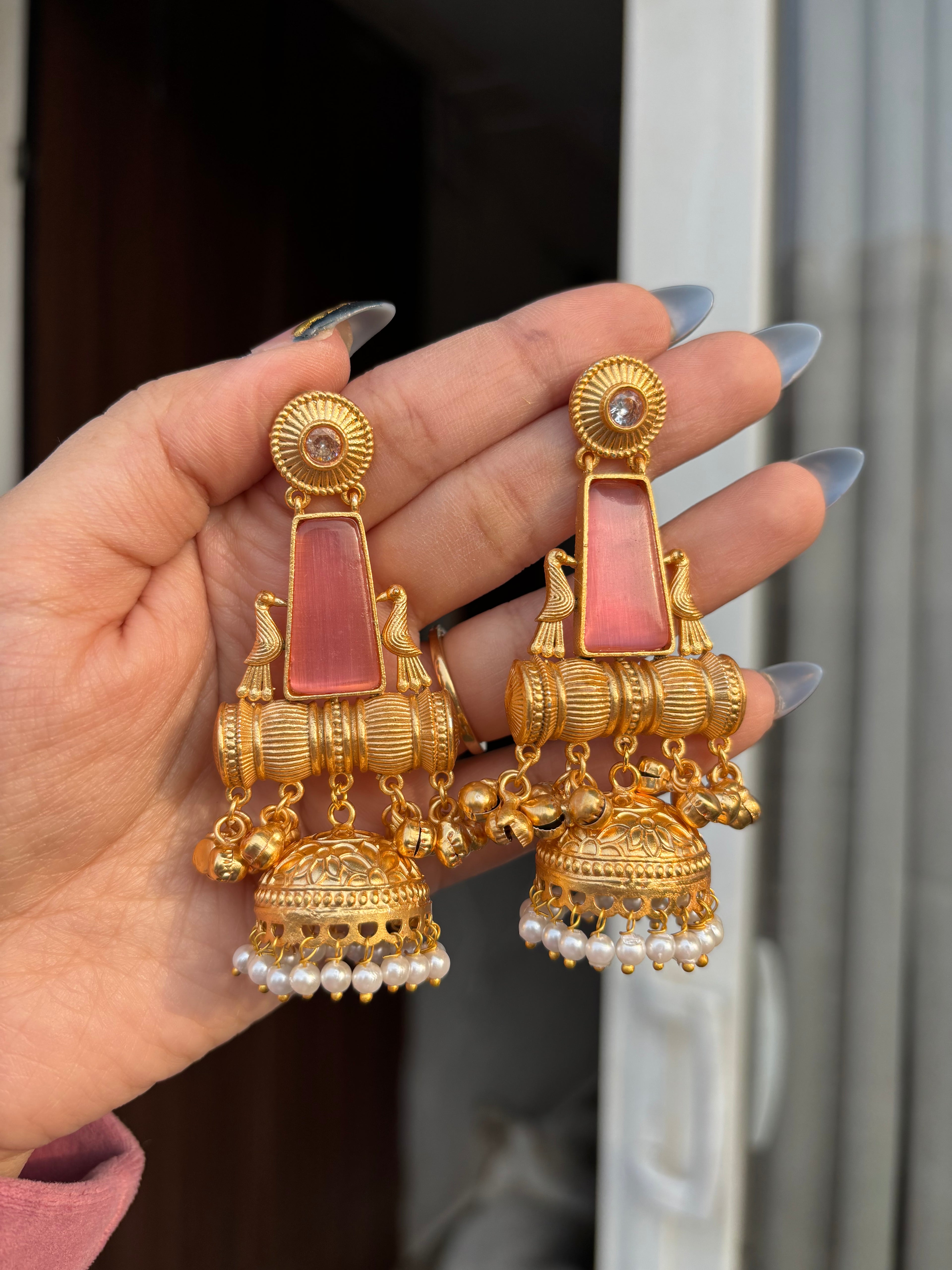 Pink Kashmiri Dhumroo Jhumkas