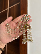 High Quality Designer Multi Jhumkas With Detachable Earchain