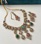 Premium Turkish Necklace With Mang Tikka & Earrings (Pastel Shade Mix)