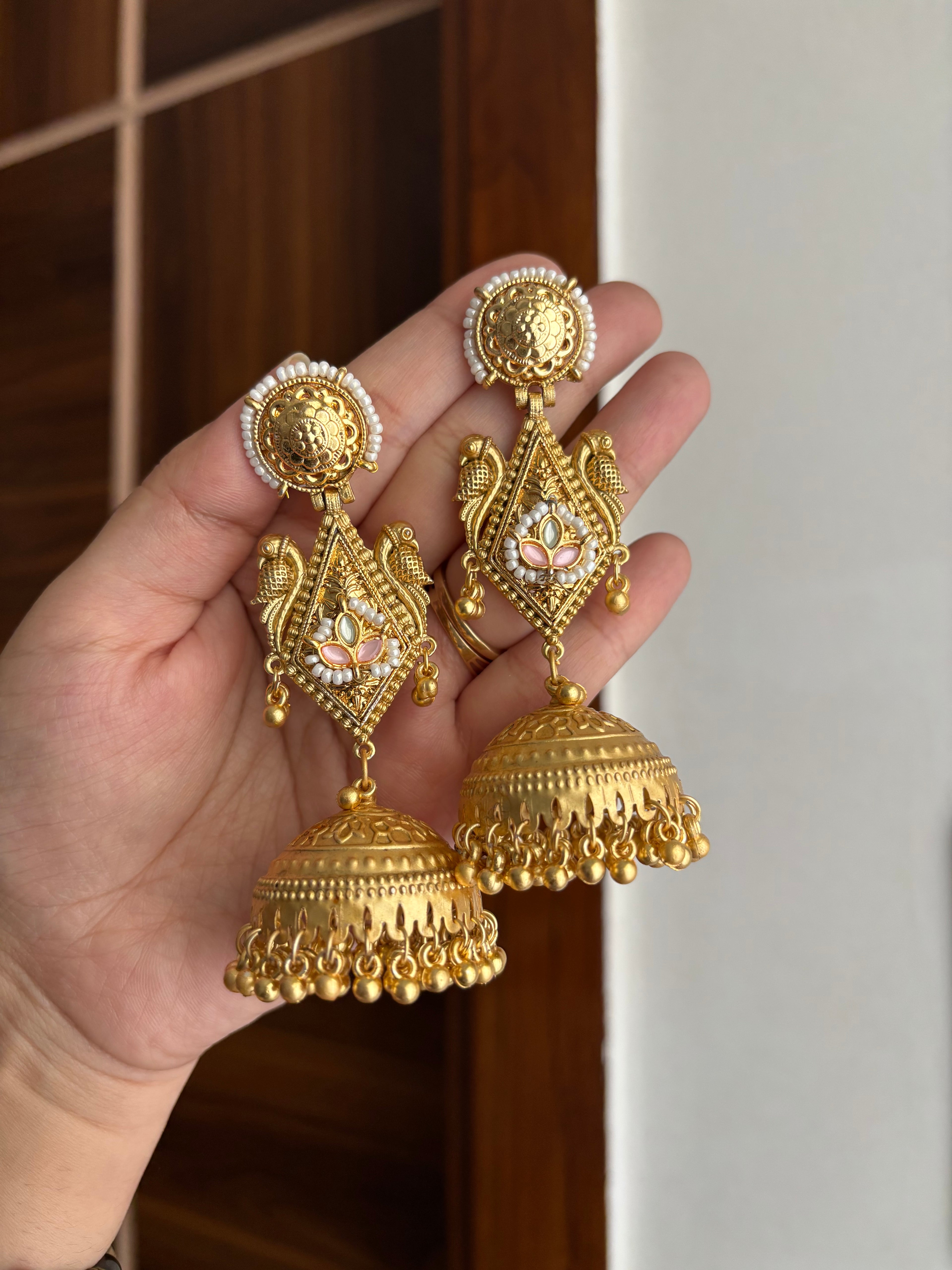 Shreya Green & Mint Touch Jhumkas