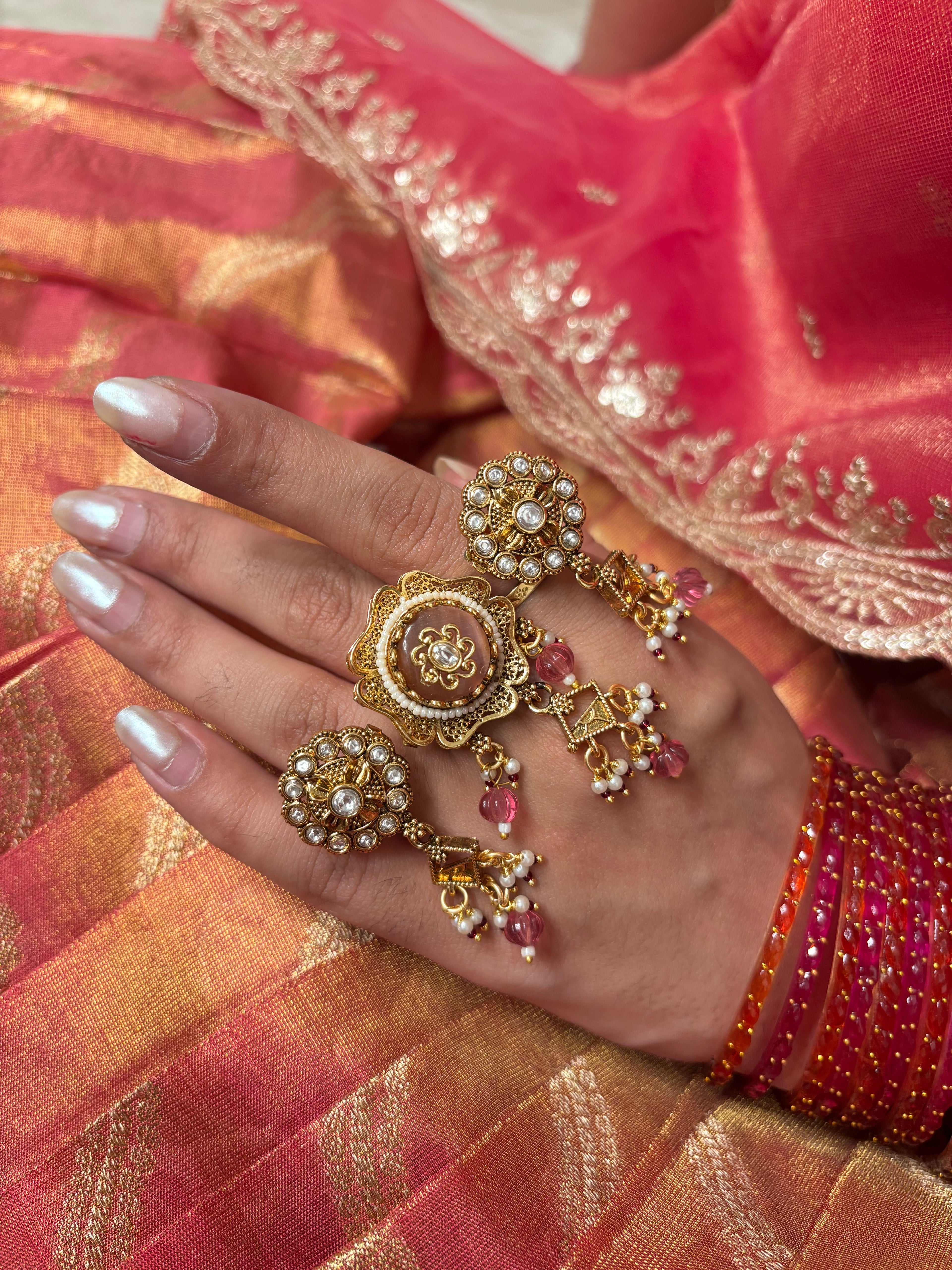 Showstopper Designer Adjustable Ring ( Baby Pink )