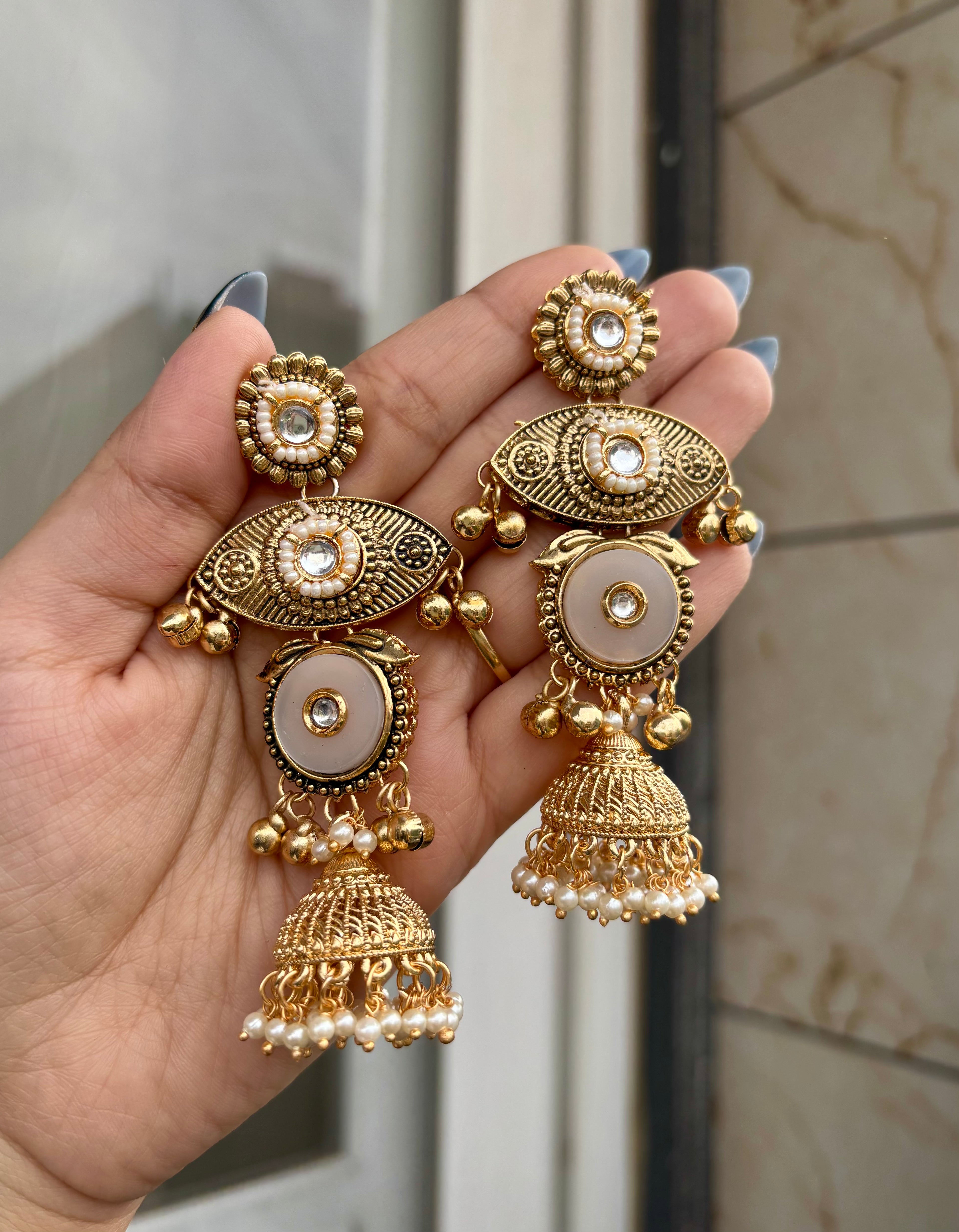 Priya Ivory Kashmiri Earrings