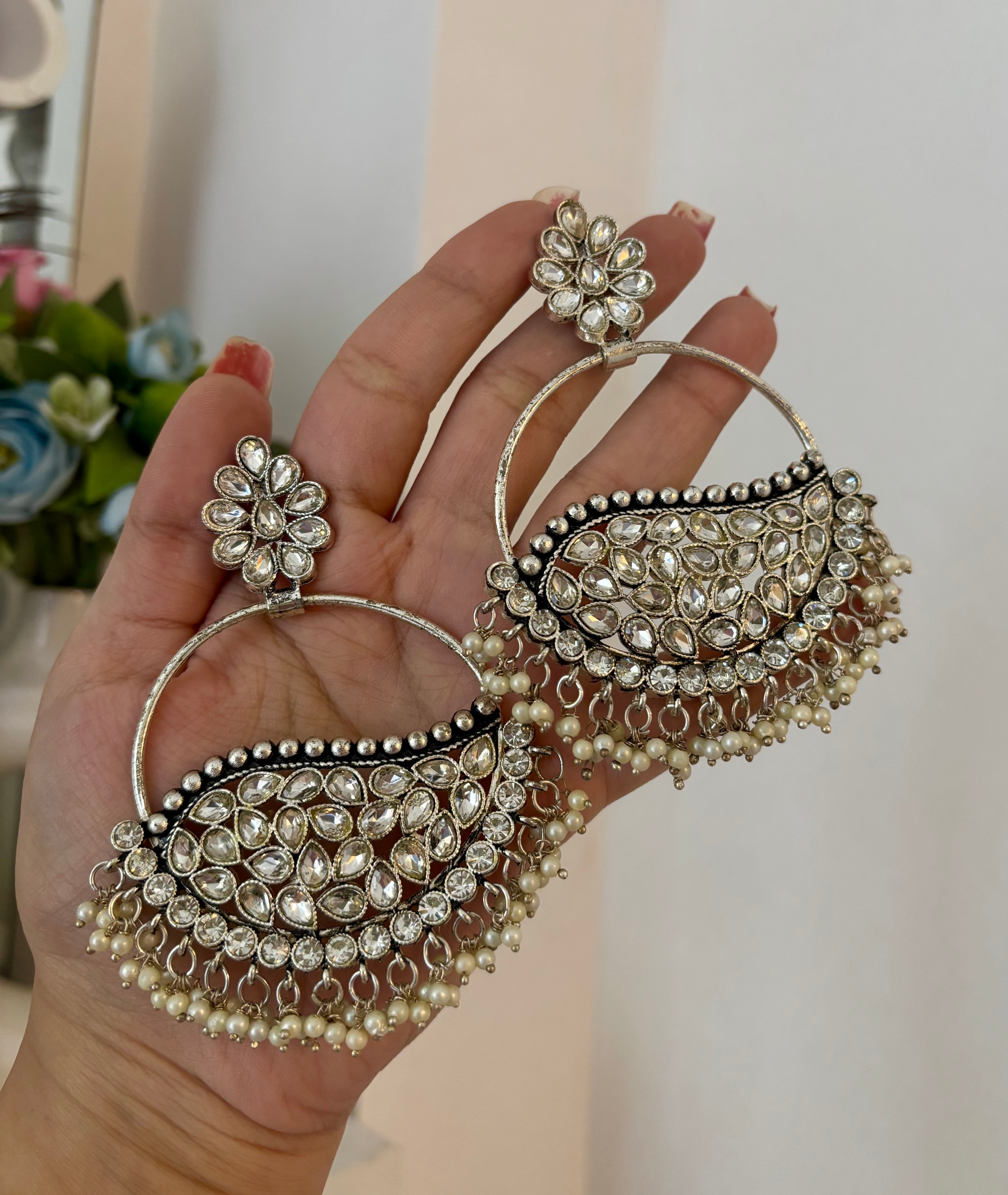 Silver Chandbali Earrings