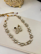 Polki & Doublet Stones Work Premium Necklace With Earrings