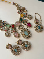 Princess Elsa Sabya Inspired Necklace With Mang Tikka & Earrings (Multi)