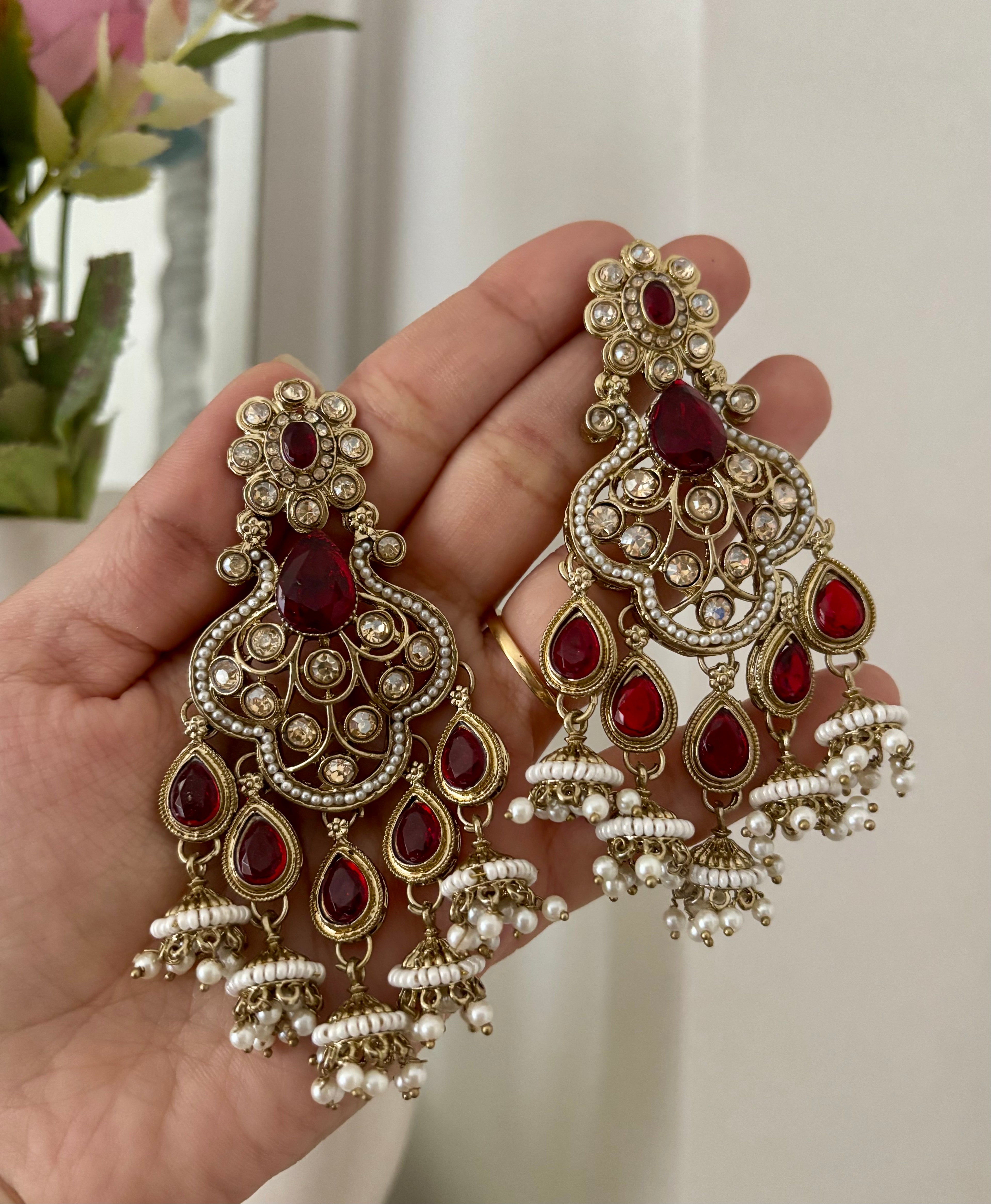 High Quality Designer Maroon Earrings