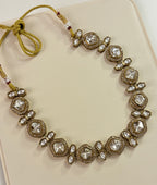 Premium Sleek Moissanite & Doublet Stones Work Necklace With Double Drop Earrings