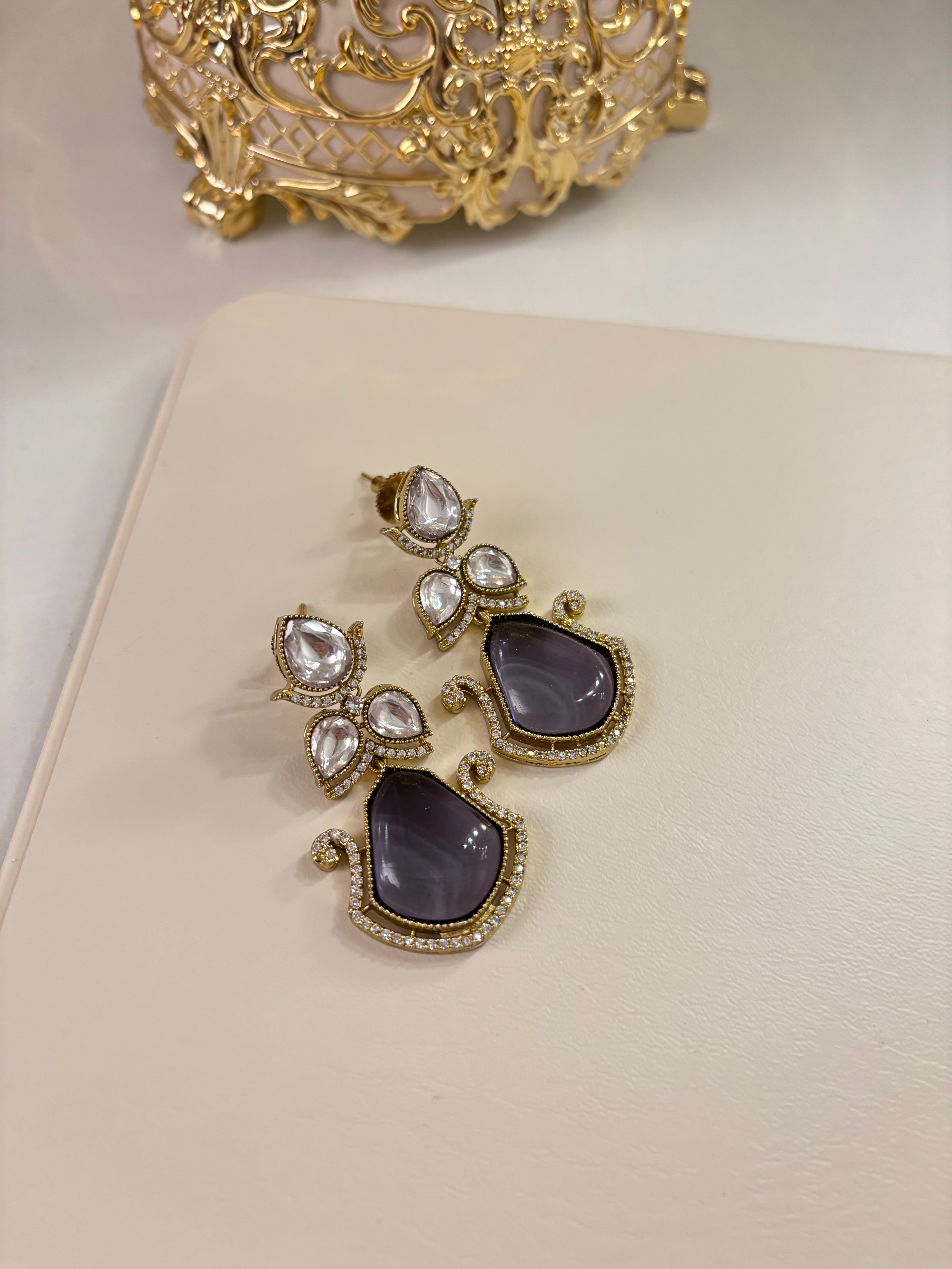 Premium Quality Moissanite Earrings (Purple)