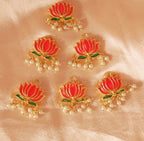 Pink Lotus Hair Pins ( Set Of 6 ) 🪷