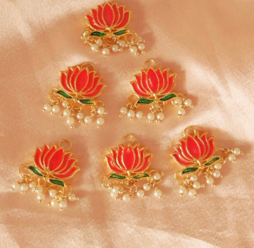 Pink Lotus Hair Pins ( Set Of 6 ) 🪷