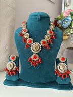 Sabya Necklace With Earrings ( Red)