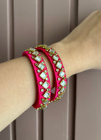 Silk Thread & Kundan Touch Bangles Pair