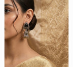 Silver & Golden Double Tone Touch Tri Jhumkas