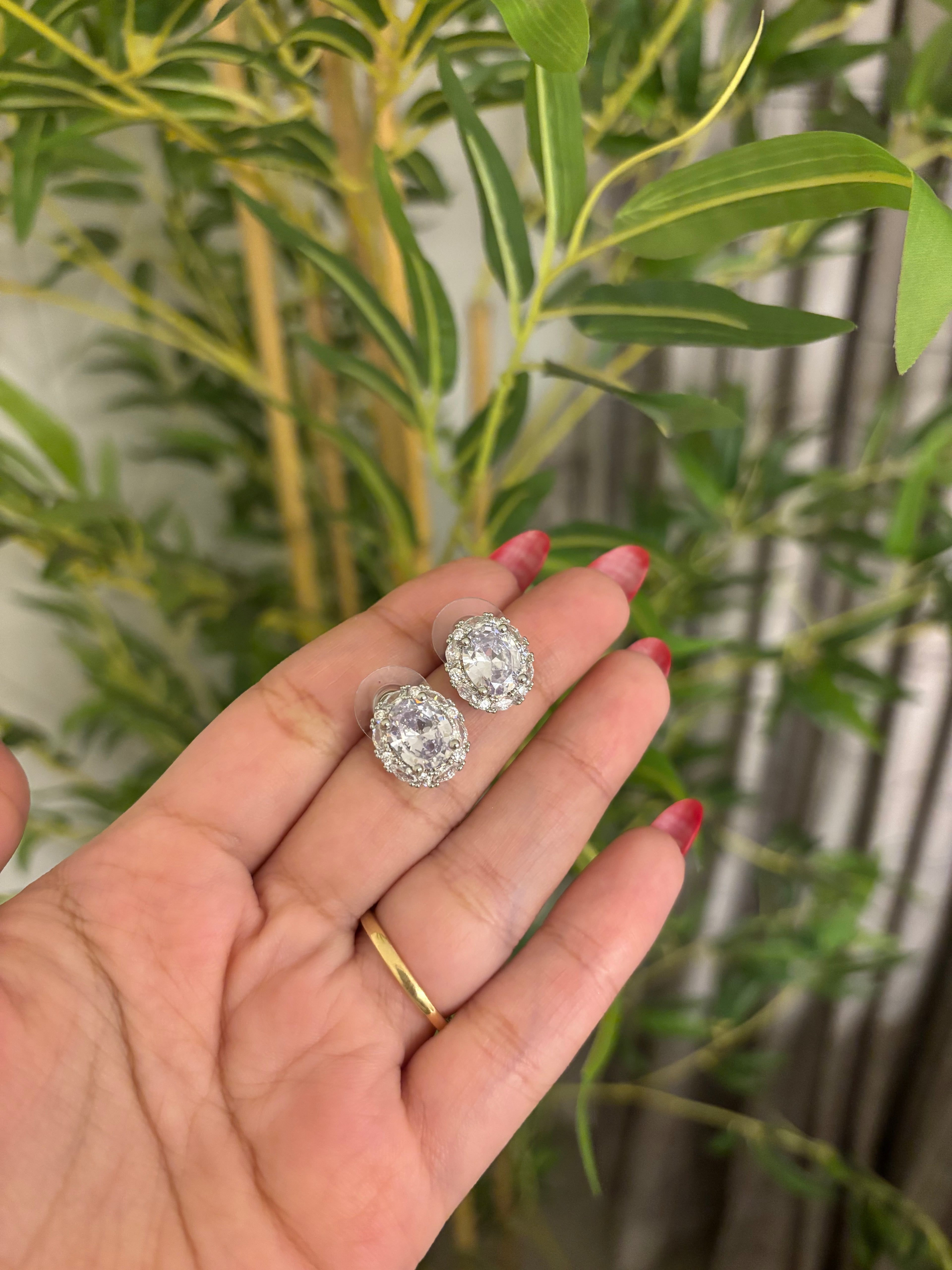 Oval Solitaire Earrings