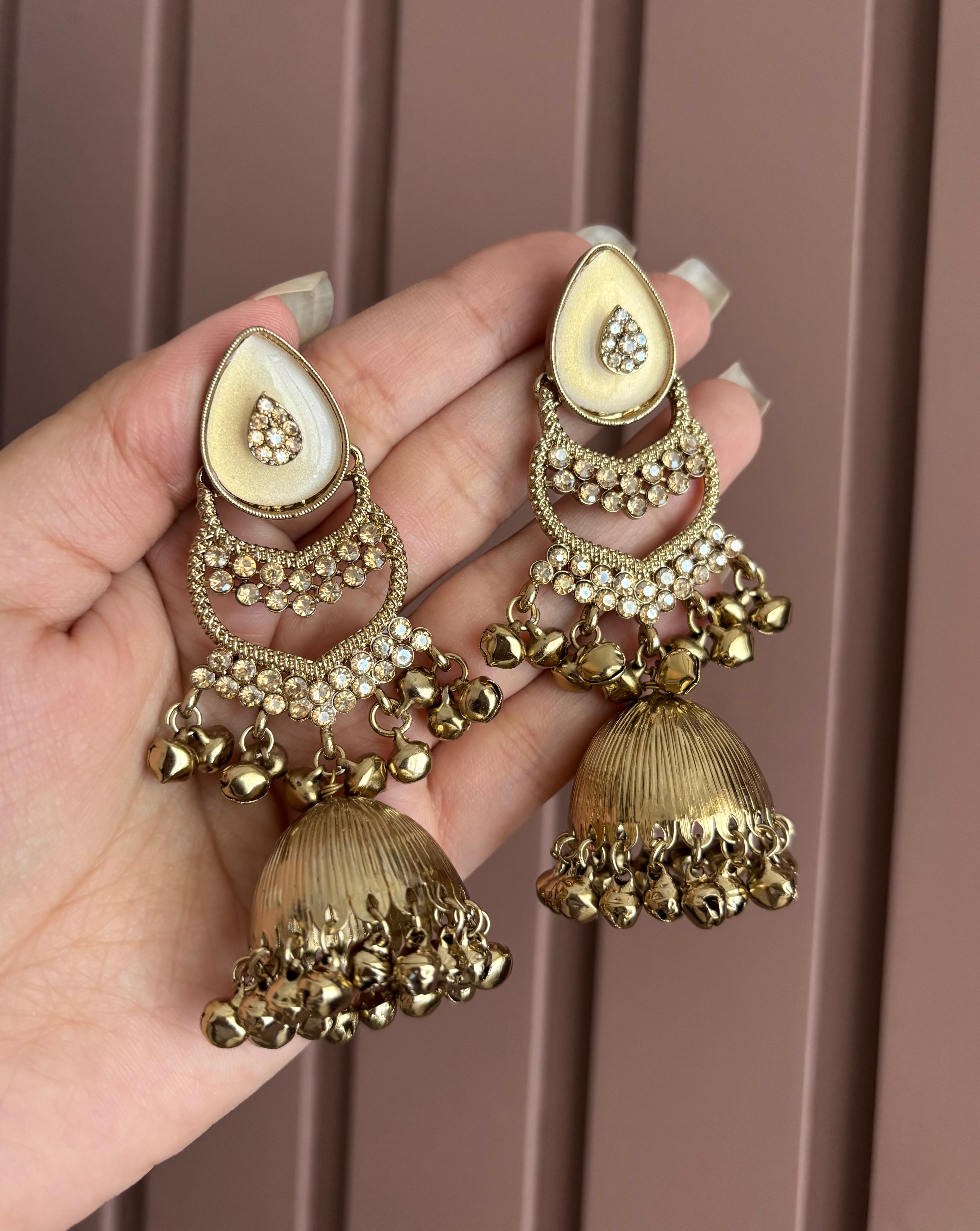 Kajal Ivory Kashmiri Jhumkas