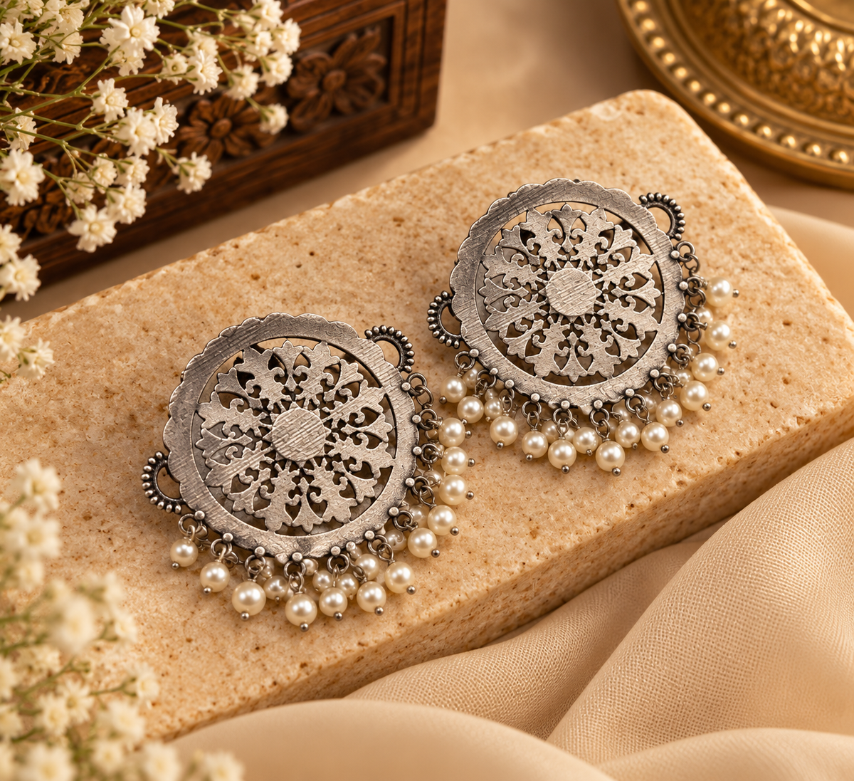 Round Silver Earrings