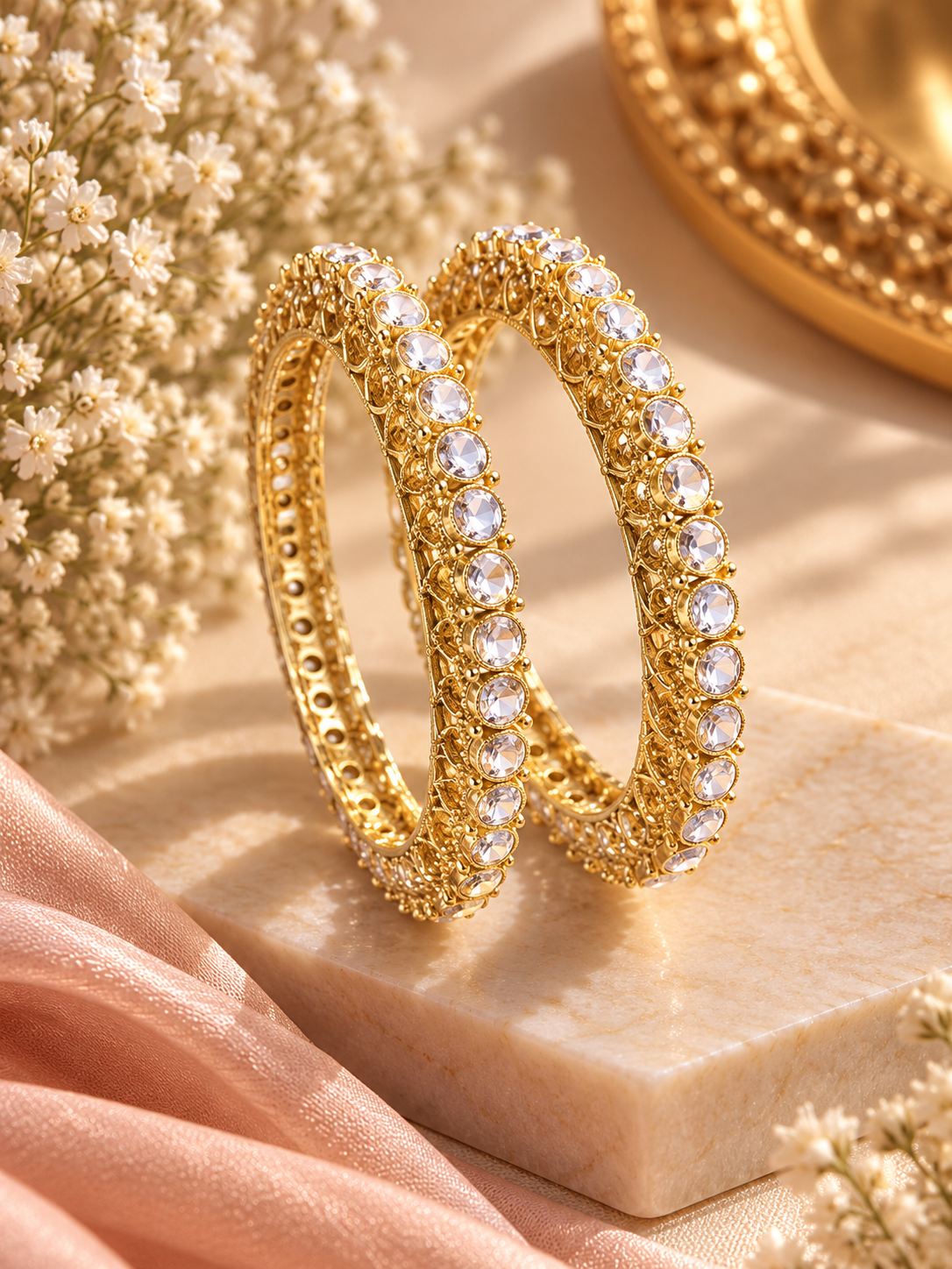Kundan Drop Bangles Pair