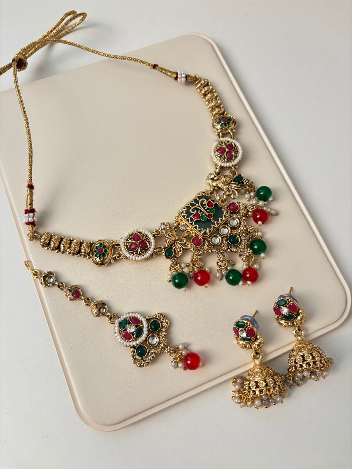 High Quality Designer Heritage Collection Necklace With Mang Tikka & Jhumkas