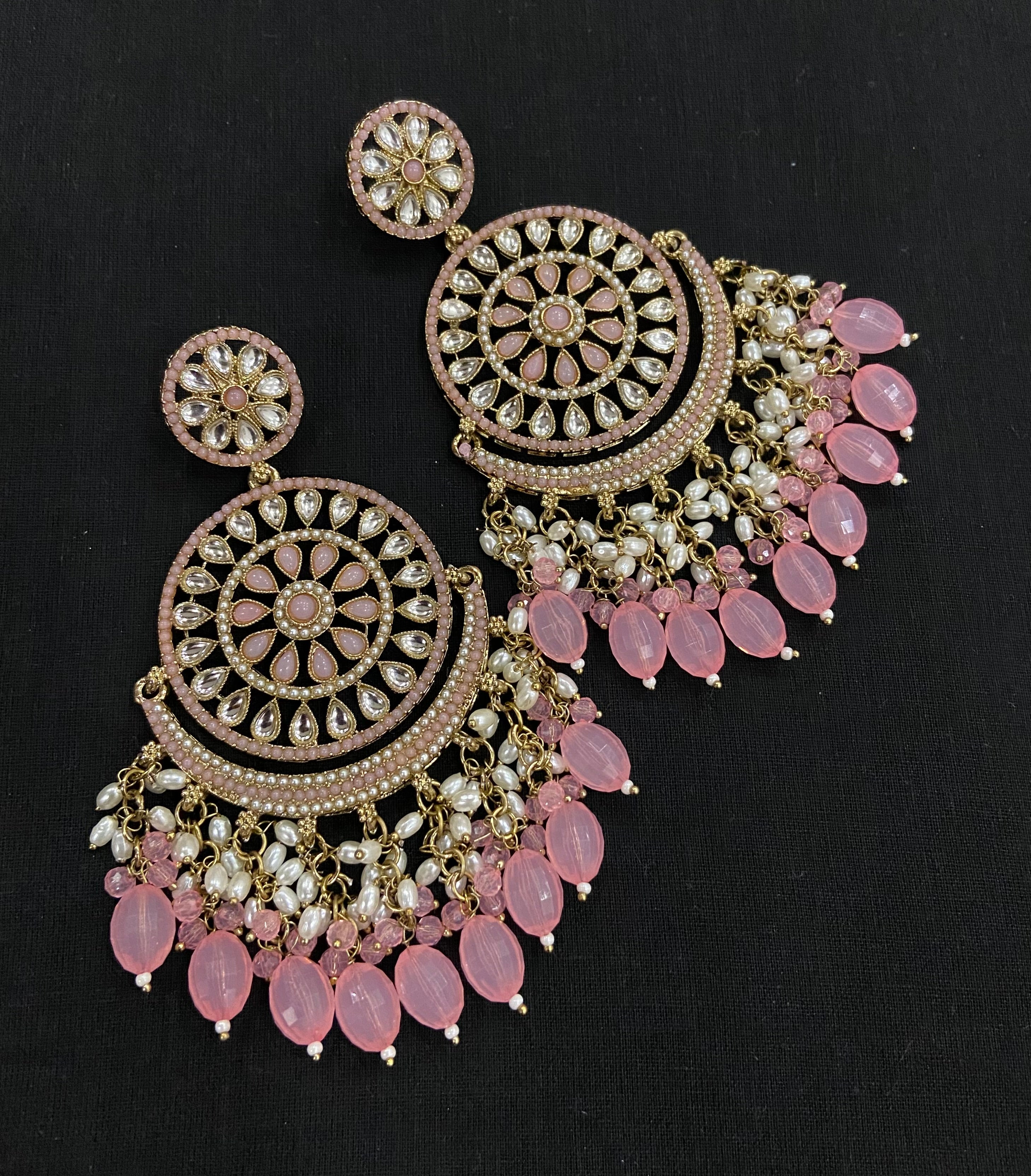 Baby Pink Chandbali Earrings