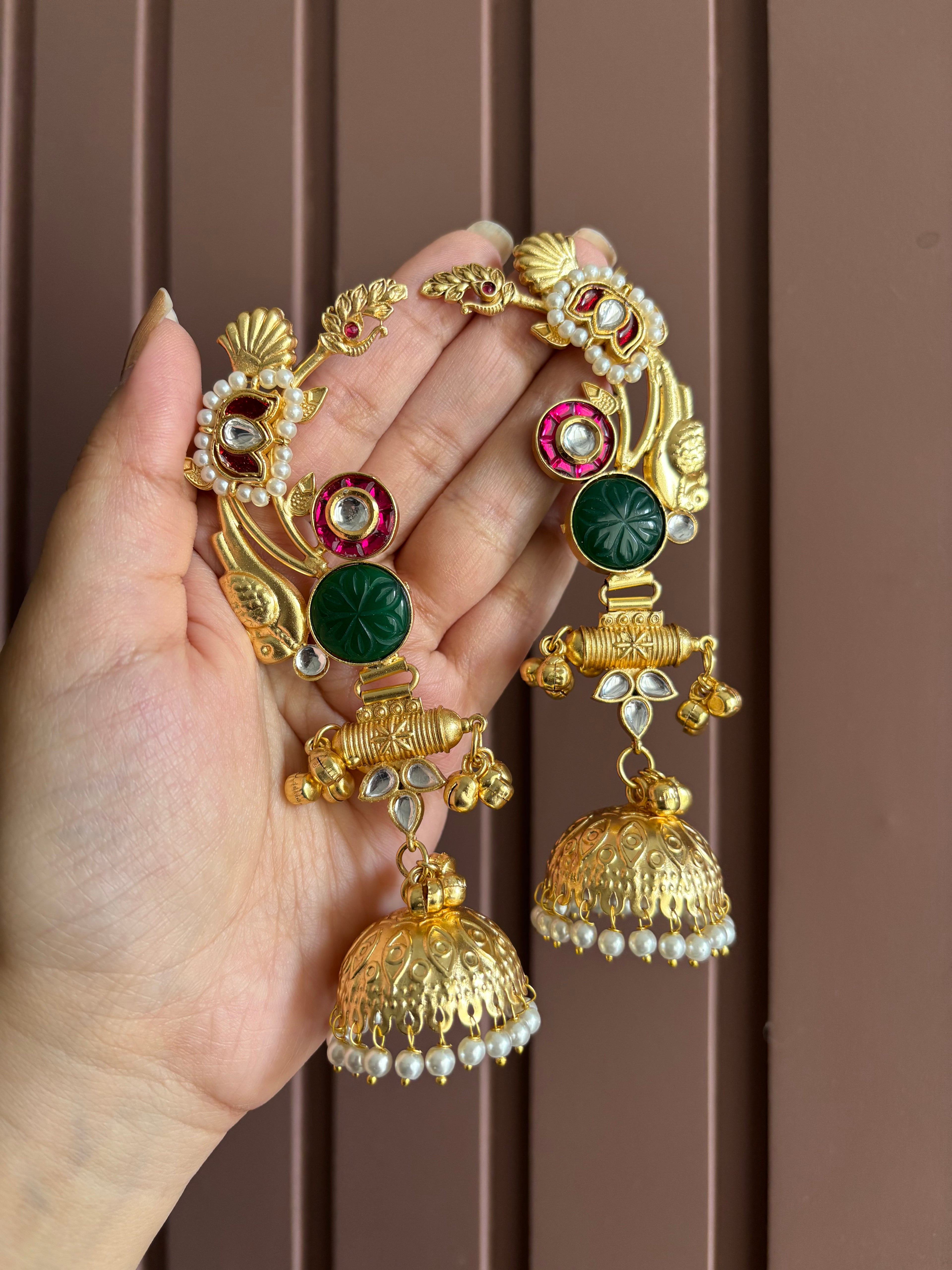 Jasleen Brass Earcuff (Emerald)