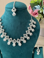 Tanisha American Diamond Necklace With Mang Tikka & Earrings