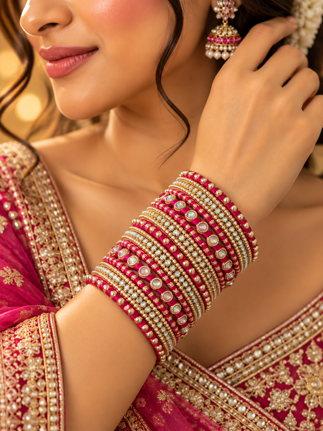 Premium Bangles Set (Dark Pink)