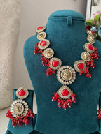 Sabya Necklace With Earrings ( Red)