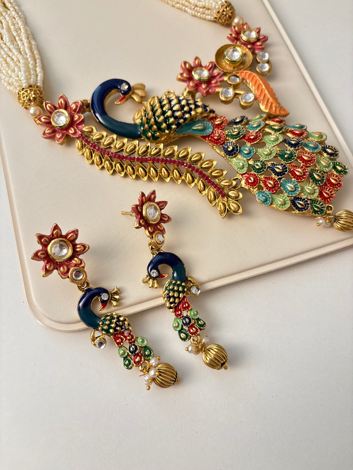 Hetal Peacock Necklace With Earrings