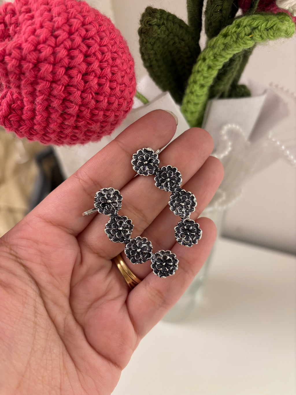 German Silver Mini Flower Earcuff