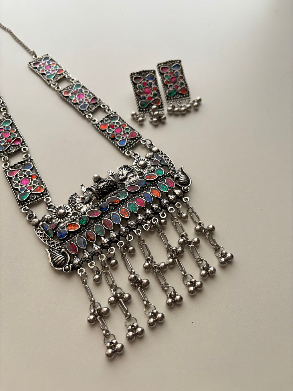 Long German Silver Haar With Earrings