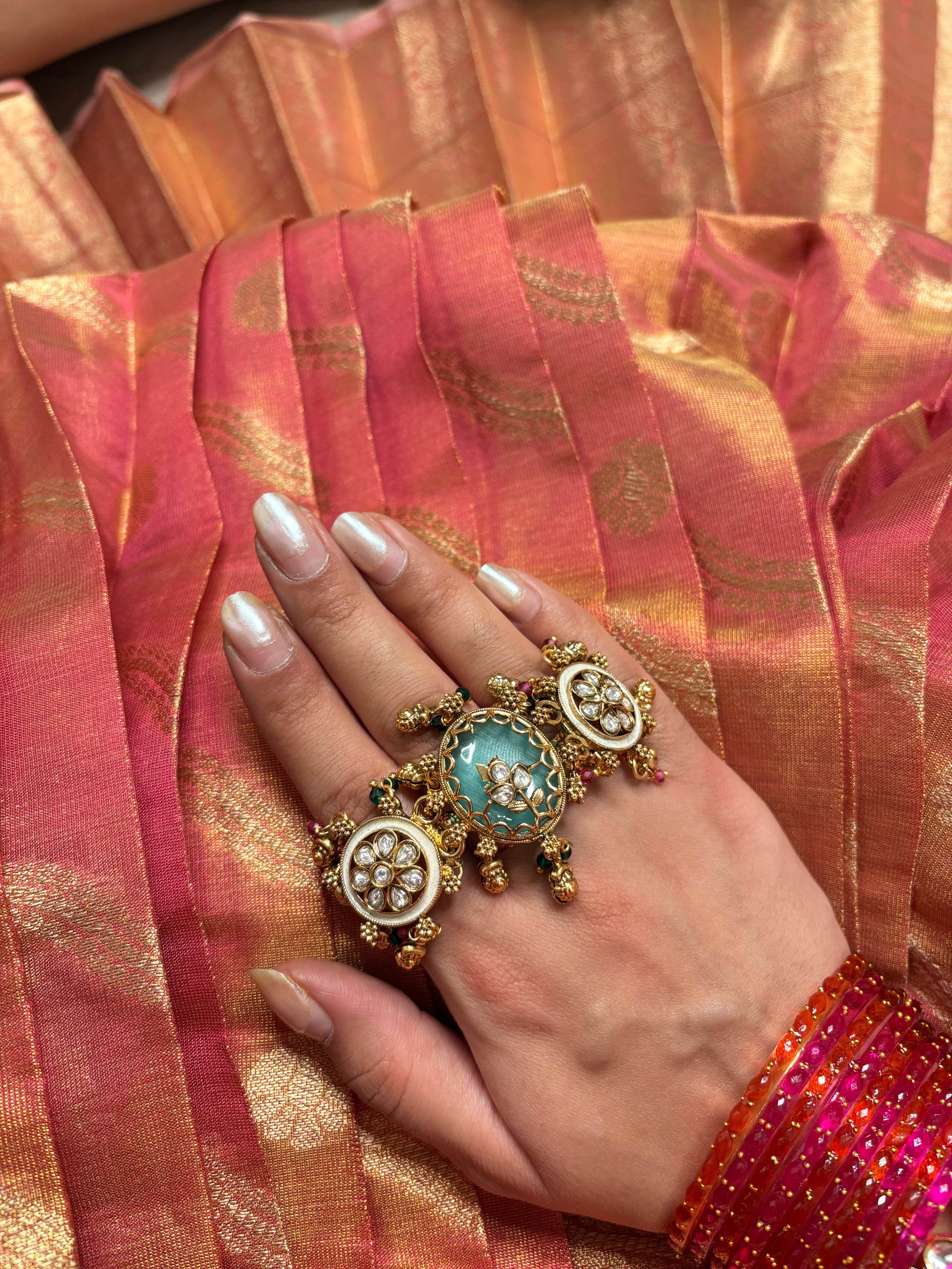 Premium Showstopper Adjustable Heritage Ring ( Turquoise)