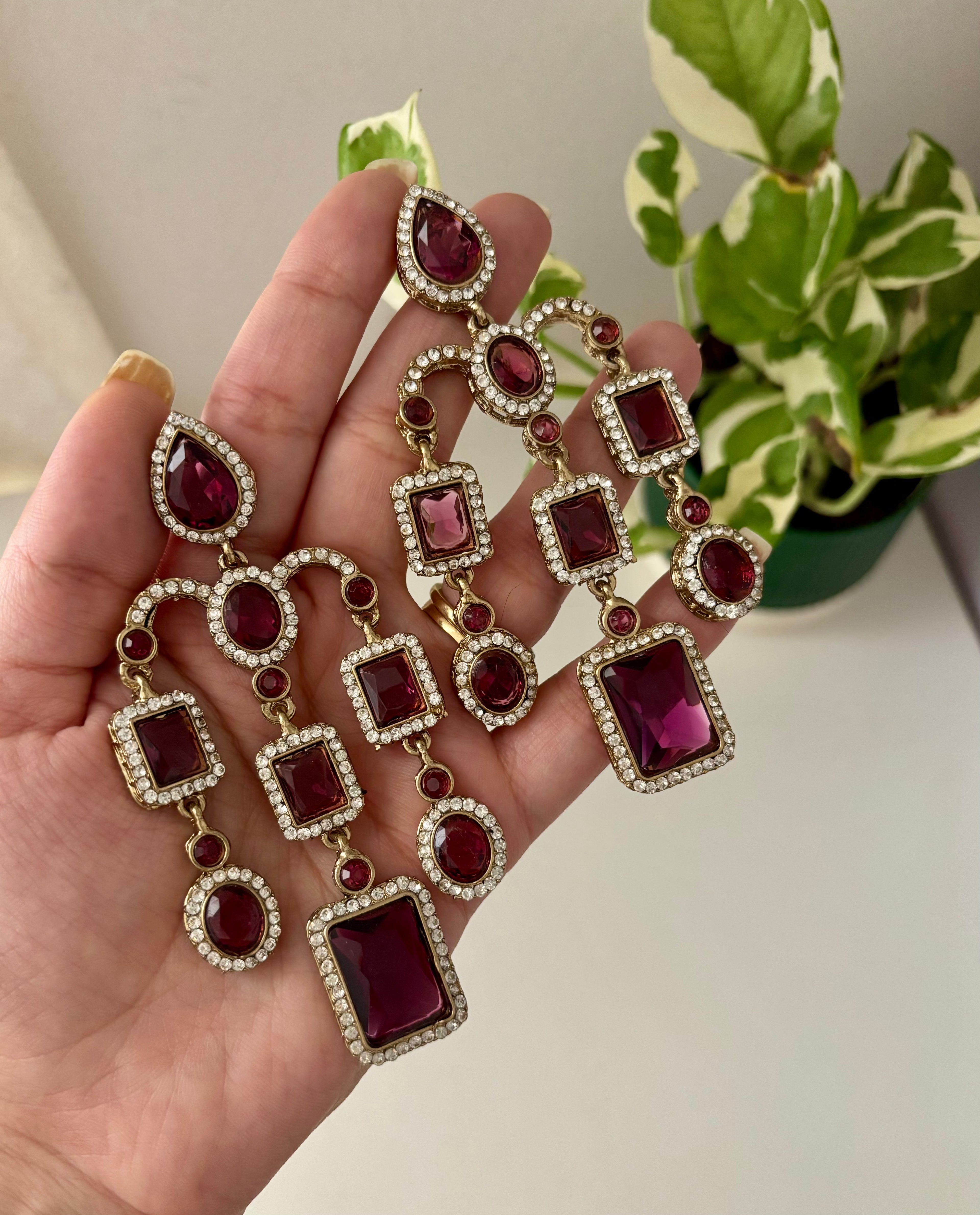 Designer Statement Wine Earrings