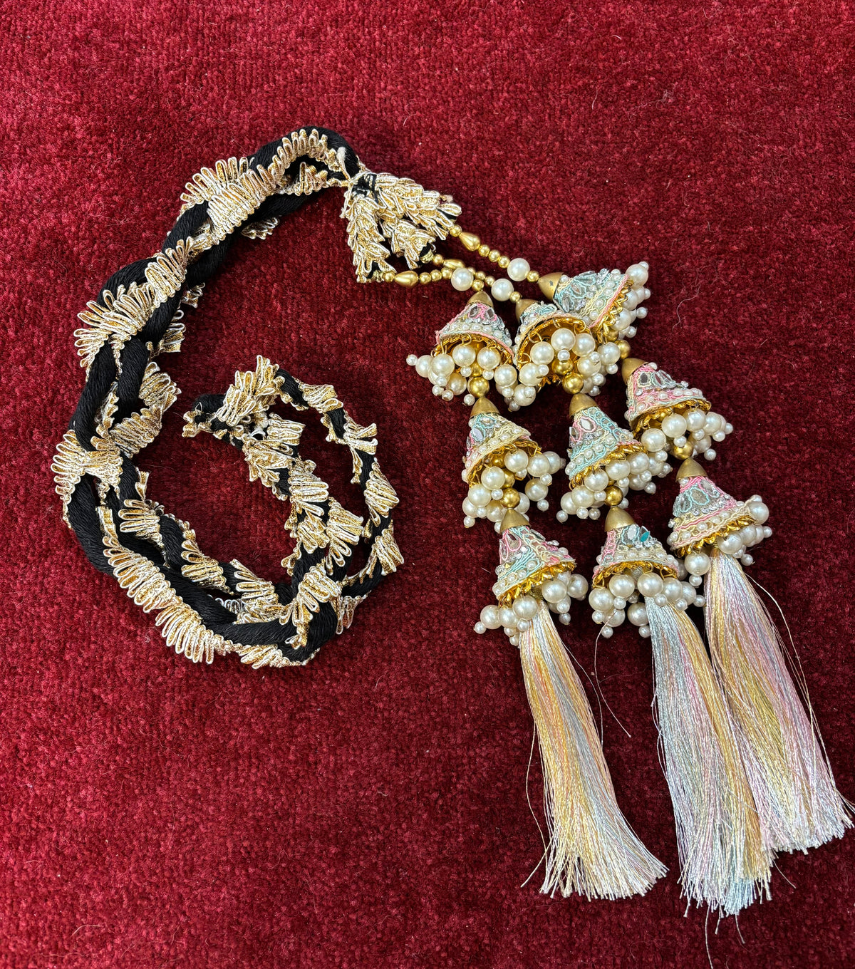 Pastel Colour Mirror & Pearls Touch Parandi